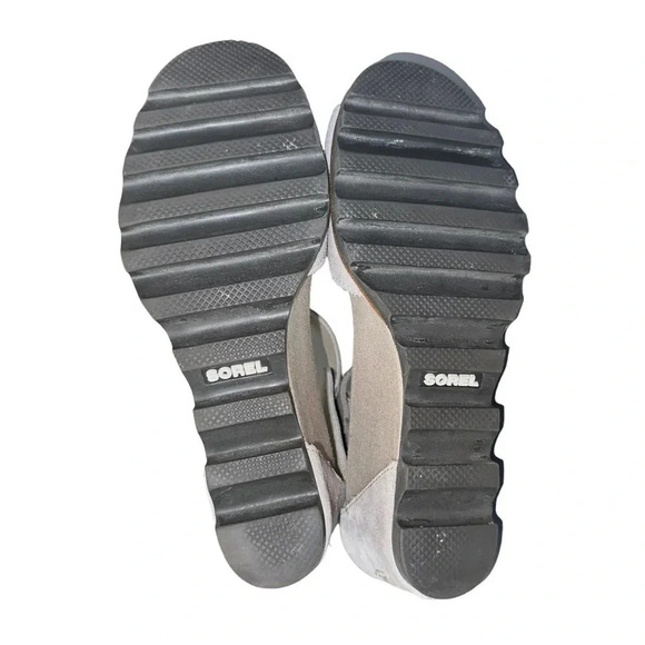 Sorel 9.5 Joanie II gray ankle strap wedge‎ lug sole sandals chunky Preppy - Picture 6 of 8